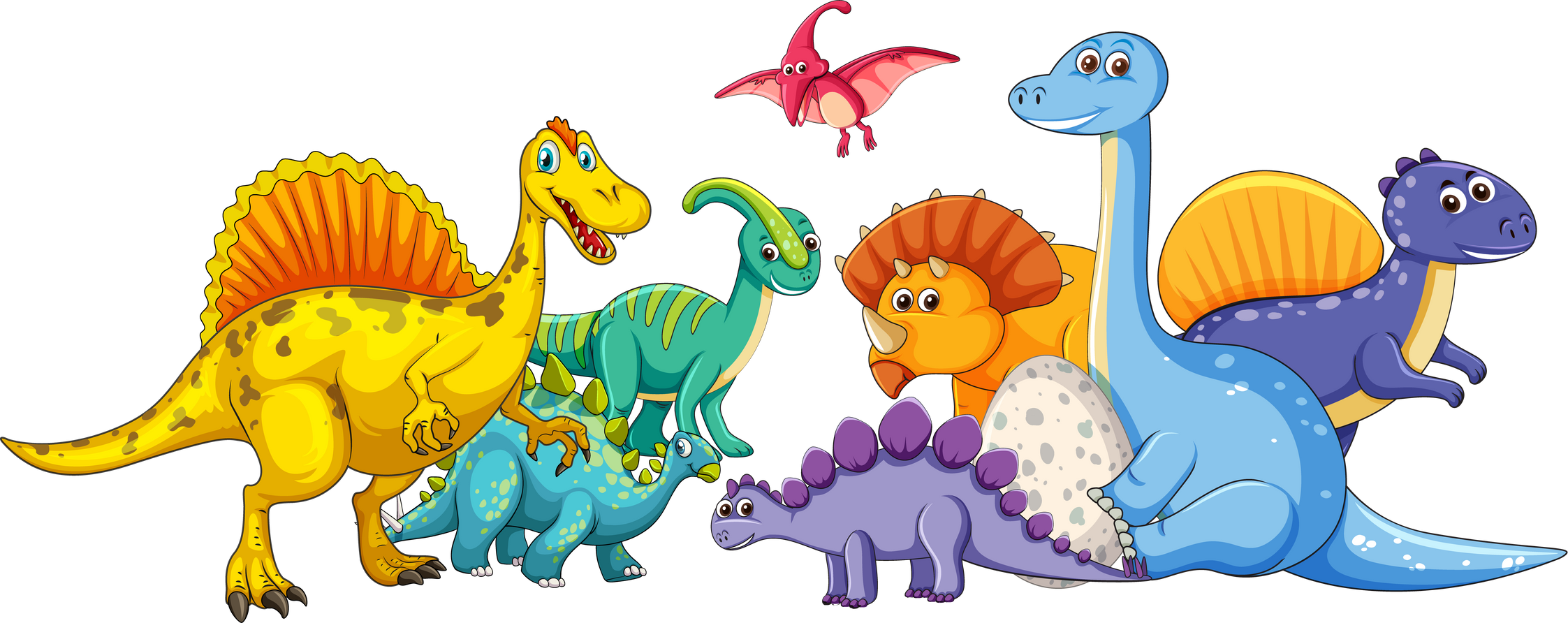 Colorful Dinosaur Friends Illustration