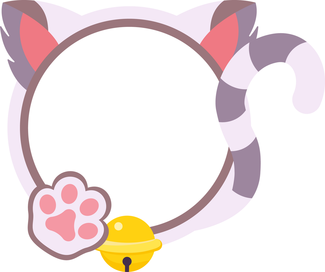 Round cat frame. Cute vector template.