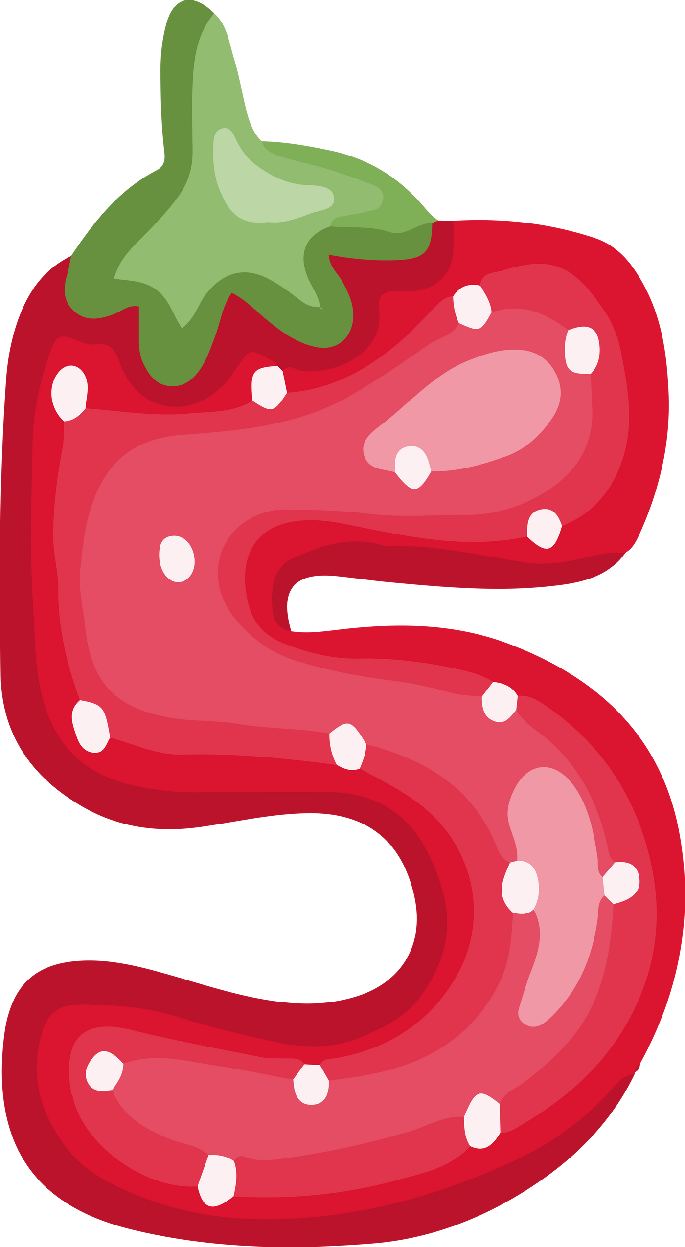 strawberry number 5 red letter cute font