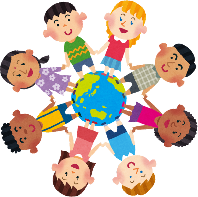 Illustration of Children from Different Ethnicities Holding Hands Around the Globe