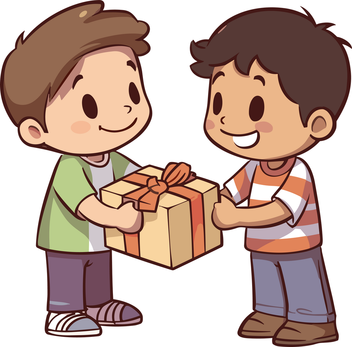 Kid Giving Gift To Friend Illustrations