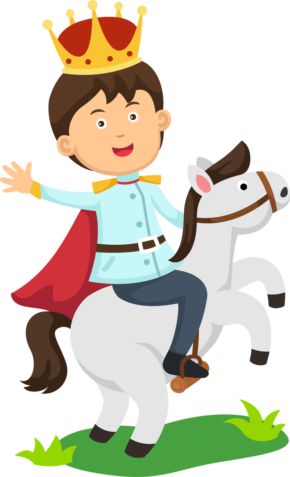 Cartoon prince riding on a horse