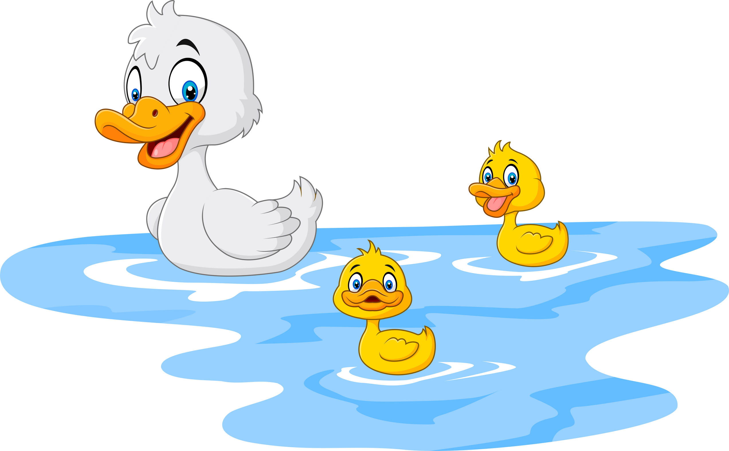 cartoon funny mother duck with baby duck