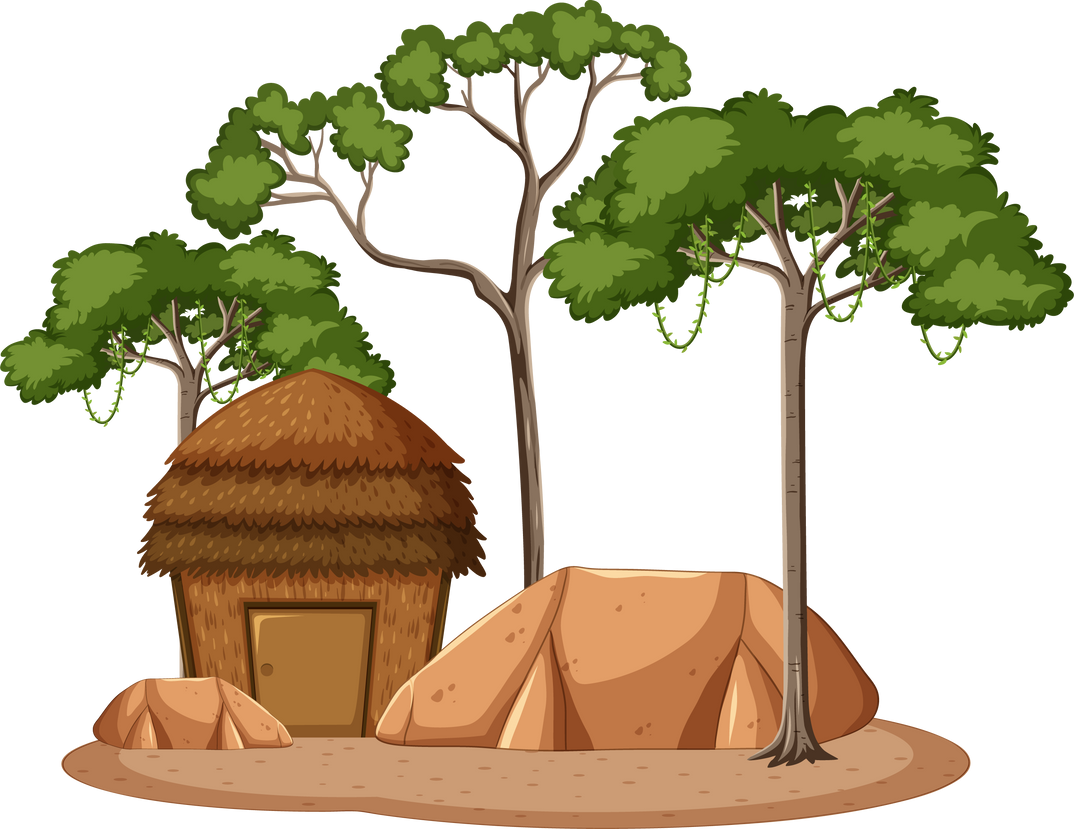 Hut with Tree Vector