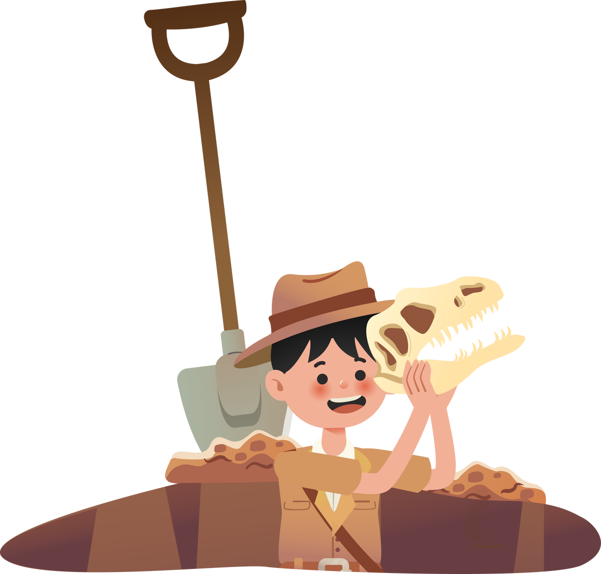 Cute Boy Character Archaeologist Researcher Illustration