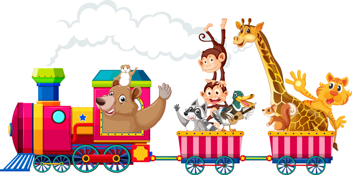 Animals on a Train Adventure